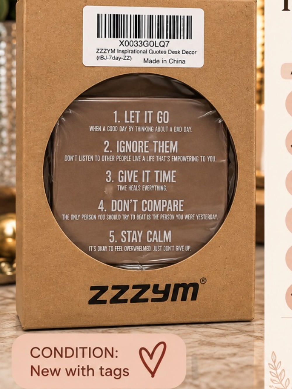 ZZZYM Inspirational Motivational Quote Desk Decor Office Home Gift NWT